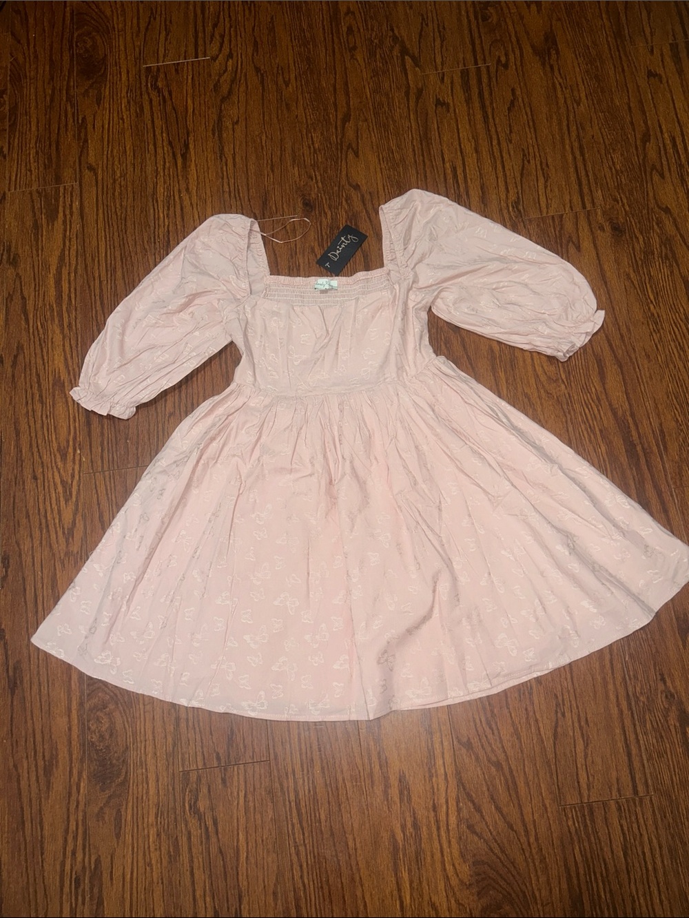 Lovely Day Pale Pink Puff-Sleeve Square-Neck Sundress